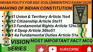 INDIAN CONSTITUTION|INDIAN POLITY| MOST IMPORTANT FACT MCQs| FOR SSC (CGL)&RRB(NTPC) EXAM 2026