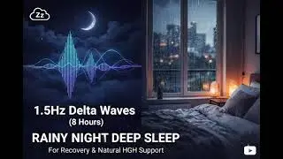 1.5Hz Delta Waves (8 Hours) | Rainy Night Deep Sleep for Recovery & Natural HGH Support