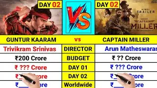 Captain Miller vs Guntur Kaaram box office collection day 2, captain miller 2nd day collection