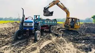 Swaraj Eicher Mahindra Tractors Loading Sand by Jcb | Sonalika Tractor Working | Tractor Video (85)
