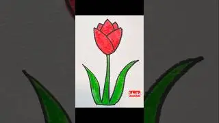 How to draw a tulip- easy kids drawing #asiankids #shorts