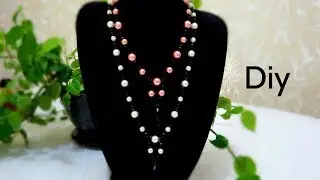 Como Fazer Bijuterias - Colar de Pérolas E Cristais - Passo a Passo.