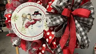 How to make a Snowman deco mesh wreath| Hard Working Mom |How to