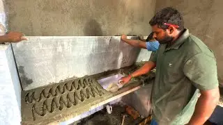 WoW Amazing Kitchen!-Countertops Granite with sink Installation Properly-Using by sand and cement