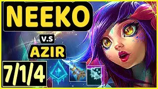 BRUCER (NEEKO) vs AZIR - 7/1/4 KDA MID CHALLENGER GAMEPLAY - BR