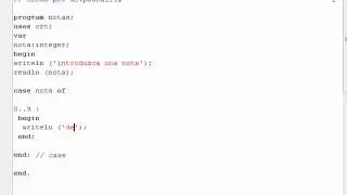 Programación en Pascal - CASE - OF (rango)