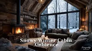Snowy Winter Cabin Escape | NO ADS | Crackling Fireplace Ambience for Relaxation