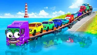 Brutal Truck + Trailer vs Speed Bumps &ndash; Extreme Impact Physics | BeamNG.DRIVE