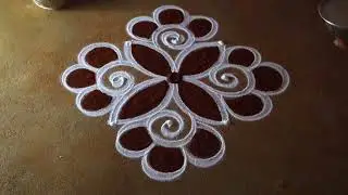 Aadi 1 special simple flower kolam🌹3*3 pandaga muggulu design🌹aadivelli padi kolam