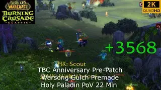 WoW TBC Anniversary Pre-Patch | Warsong Gulch Premade 22 Min | Holy Paladin PoV | No Commentary 2K