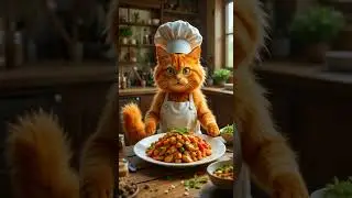 Chubby Chef Cat Cooks a goat meat Feast!  #animals #wildliferescue