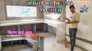 White Artificial Granite Kitchen | White  Quartz  kitchen Countertop | Full process video 