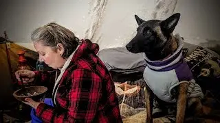 Solo Camping Silent Vlog ASMR setting up Hot Tent in a Blizzard