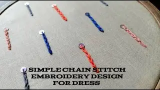 Simple chain stitch embroidery design for dress #handembroidery #chainstitch #embroiderydesign