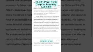 Short 1-Page Book Chapter Summary Example on Dealing With Diversity