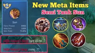 SEMI TANK SUN, NO COOLDOWN BUILD AND EMBLEM ( SUN VS EXBORG) SUN BEST EXP LANE | MLBB