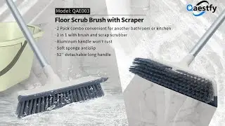 Qaestfy 2 Pack Floor Scrub Brush with Scraper 52'' Detachable Handle for Floor Cleaning Model QAE003