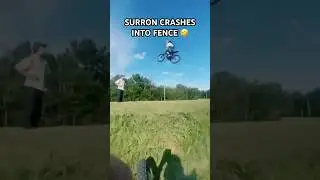 SURRON CRASHES INTO FENCE!!😳 #fail #surron #funny #meme #eride #ebike #lightbee #emoto