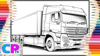 Mercedes Truck/The Big Truck Hits the Road/Art Therapy/Coloring Activity/Creative Video