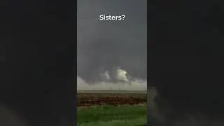 Twin Tornadoes Near Dodge City, KS &ndash; Tornado Outbreak Footage #tornado #stormchasing #shorts