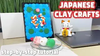 🎎 Japanese Clay Crafts Tutorial | Koi Fish Painting, Dango, Lucky Cat #diy #clay #japan