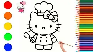 ✨️Easy hello kitty drawing || How to draw and colour hello kitty || toddler drawing 🖌🖍✨️