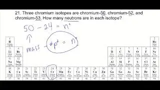 21. The number if neutrons in chromium isotopes: chromium-50, chromium-52, chromium-53