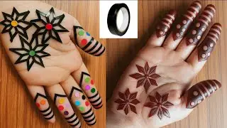 How To Apply Simple Front Hand Mehndi Design With Cello Tape and Bindi|Best Cello Tape Mehndi Trick