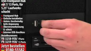 Xystec USB-Frontpanel-Hub mit 7 Ports, f&uuml;r 5,25