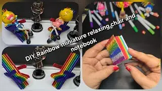 Cute Rainbow Miniature Crafts | Relaxing Chair & Mini Notebook @DIYwithME_25 #simplycraft 