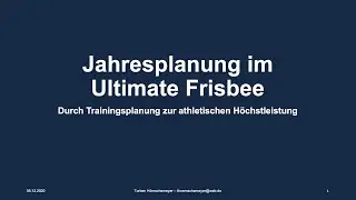 Jahresplanung im Ultimate Frisbee - Durch Trainingsplanung zur athletischen H&ouml;chstleistung