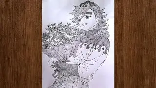 How to draw Doma by one Pencil ✏️ | Demonslayer Doma art✏️