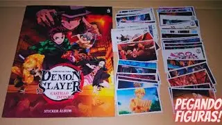 PEGANDO FIGURAS EN FORMA RANDOM DEL ALBUM DE DEMON SLAYER CASTILLO INFINITO! 3 REYES