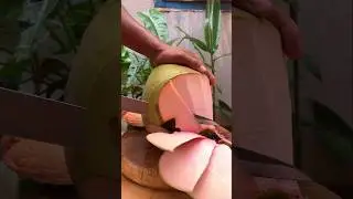 Pink slice coconut cutting #cuttingskills #coconut