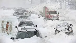 Terrible snow storm in Saskatchewan, Canada! The blizzard stopped half of the country.