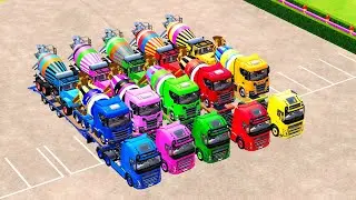COLORFUL BOX GARAGE - TRANSPORTING ALL COLORED MIXER TRUCK WITH VOLVO TRUCK