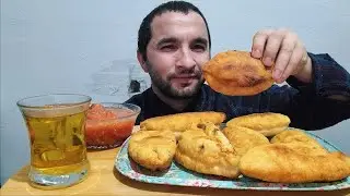ASMR Mukbang | Crispy Potato Piroshki 🥔🥟 Cold Drink & Tea | Face Eating | No Talking No Music