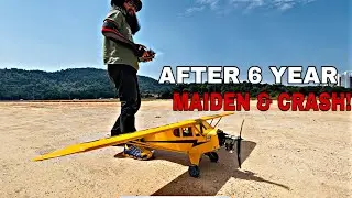 PIPER J-3 CUB 50 SAITO 72 4 STROKE MAIDEN FLIGHT CRASH!
