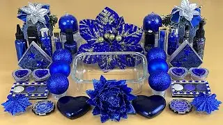 Navy BLUE SLIME | Mixing makeup and glitter into Clear Slime | Satisfying Slime Videos