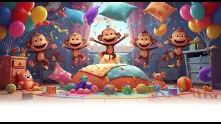Five Little Monkeys Jumping on the Bed 🐒🎵✨ | Fun Nursery Rhyme for Kids & Toddlers 🌈👶