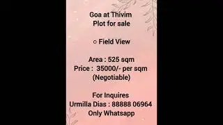 Plot for sale at Thivim. Area : 525 sqm. Contact: 88888 06964 