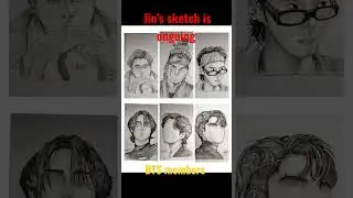 BTS members(Jin's sketch ongoing)#myart#bts#rm#jin#suga #jhope#jimin#v#jk #viral #viralshorts#sketch