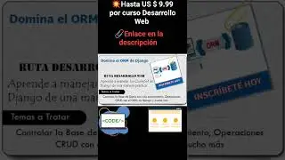 📌 Crea tu propio Destino | 🚀 Cursos #Desarrollo #Web Django 🐍 desde US$ 9.99💰