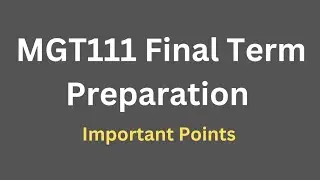 MGT111 Final Term Preparation[Important Points]