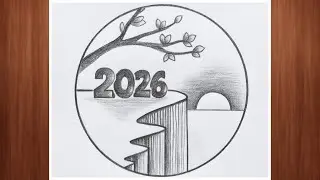Happy New Year Drawing 2026 | Easy Pencil Drawing for Beginners
