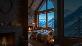 Alpine Timber Bedroom | Cozy Winter Cabin Ambience ❄️🔥 | Relaxing Day Snowfall