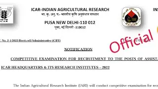 ICAR Assistant Official Notification Out !!