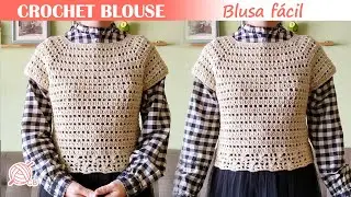 [ENG Sub] First Crochet Sweater - Easy Crochet Blouse - Raglan Top - Blusa /Jersey Fácil