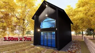Modern Black Tiny House Tour 4K | 3.5x7m Small Cabin Design & Walkthrough