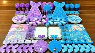 Mixing Slime With Mermaid Charms 💜💙 PURPLE vs BLUE Showdown 55